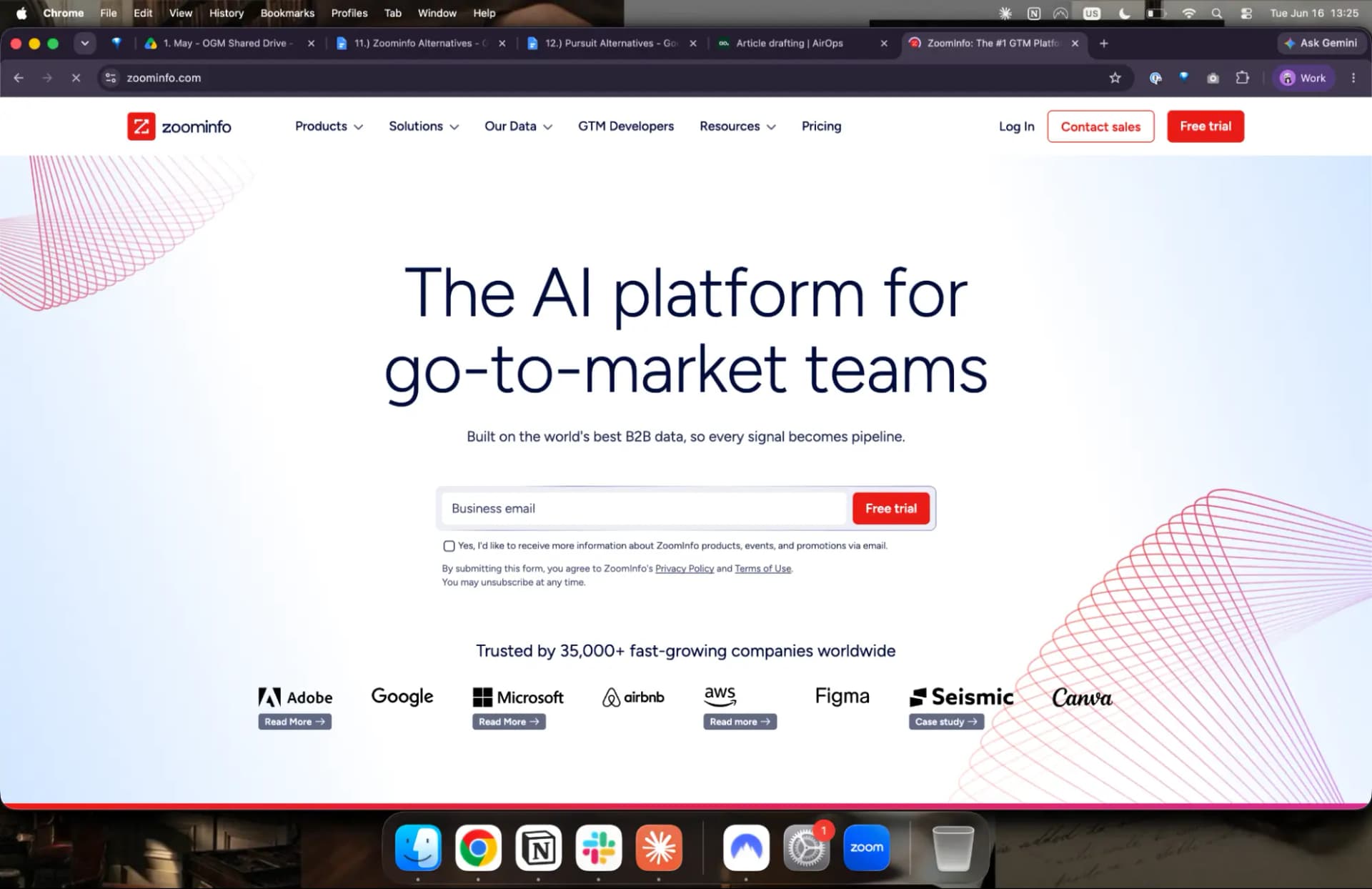 The ZoomInfo B2B intelligence platform